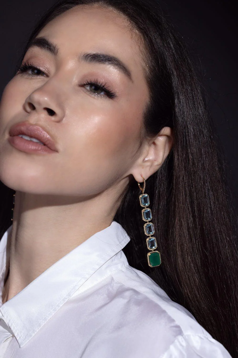 Portrait Gemstone Drop Earrings - Image 4