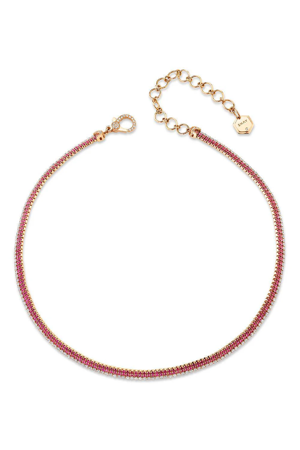 Ruby Sapphire diamond Triple Stack Necklace