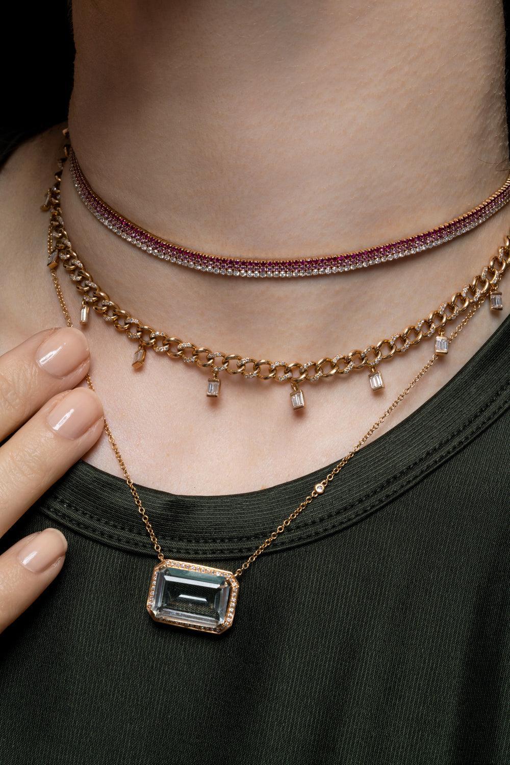 Ruby Sapphire diamond Triple Stack Necklace - Image 2