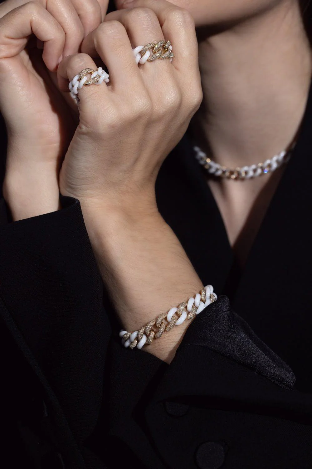 Triple Diamond Ceramic Link Ring - Image 5