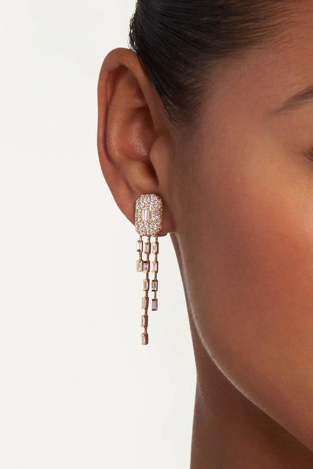 Waterfall Baguette Drop Earrings - Image 2