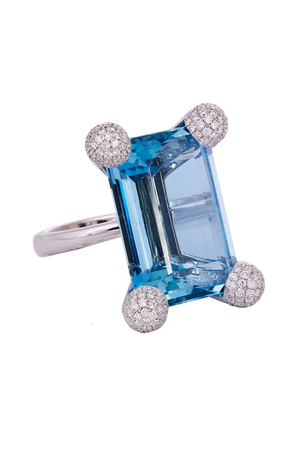 Aqua Round Diamond Ring