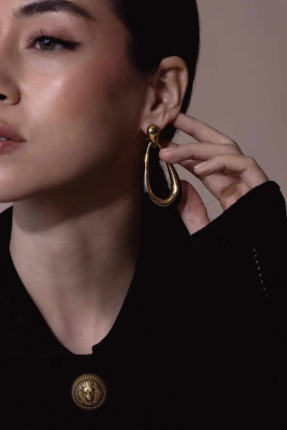 Black Door Knocker Earrings - Image 2