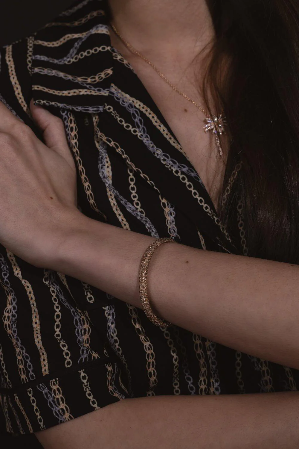Cognac Diamond Stretch Bracelet - Image 2