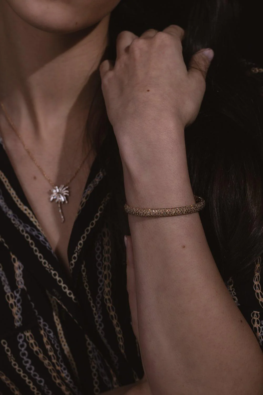 Cognac Diamond Stretch Bracelet - Image 3