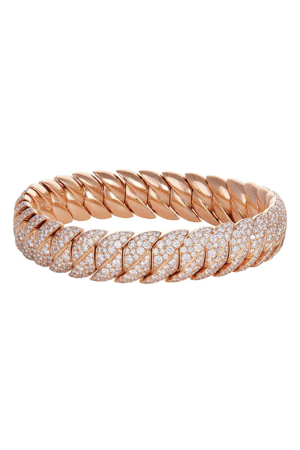 Diamond Narrow Wave Link Bracelet - Rose Gold