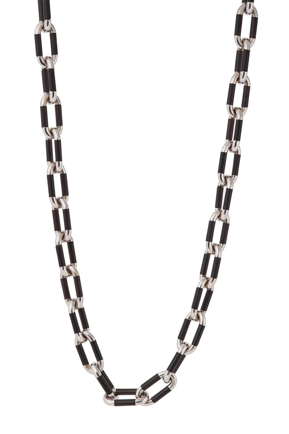Ebony Oval Link Necklace - 28in - White Gold