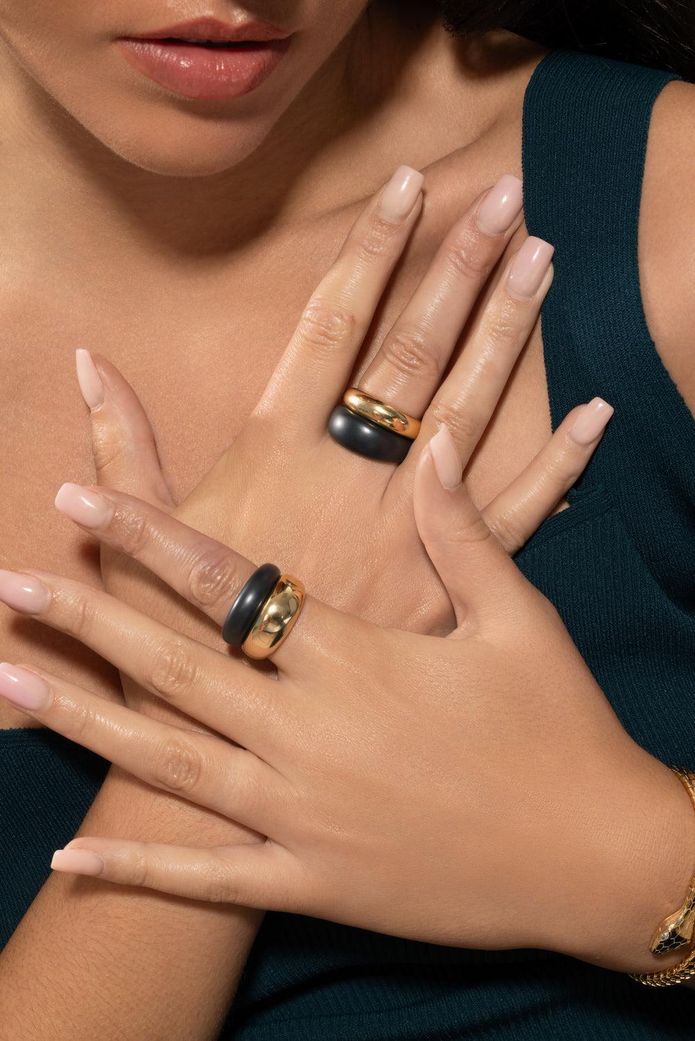 French Dome Ring - 10mm - Yellow Gold - Image 2