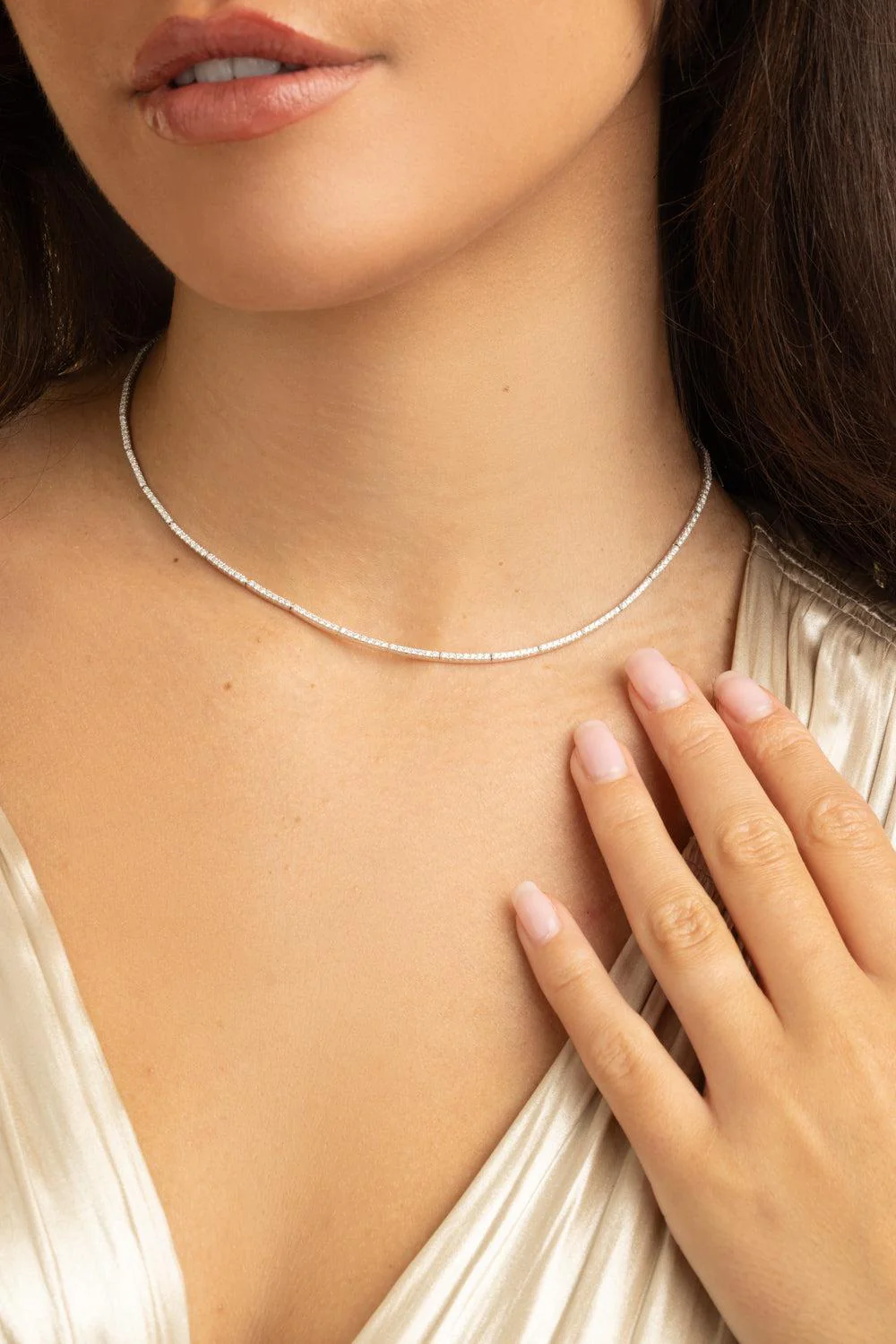 Full Diamond Necklace - 15in - White Gold - Image 4