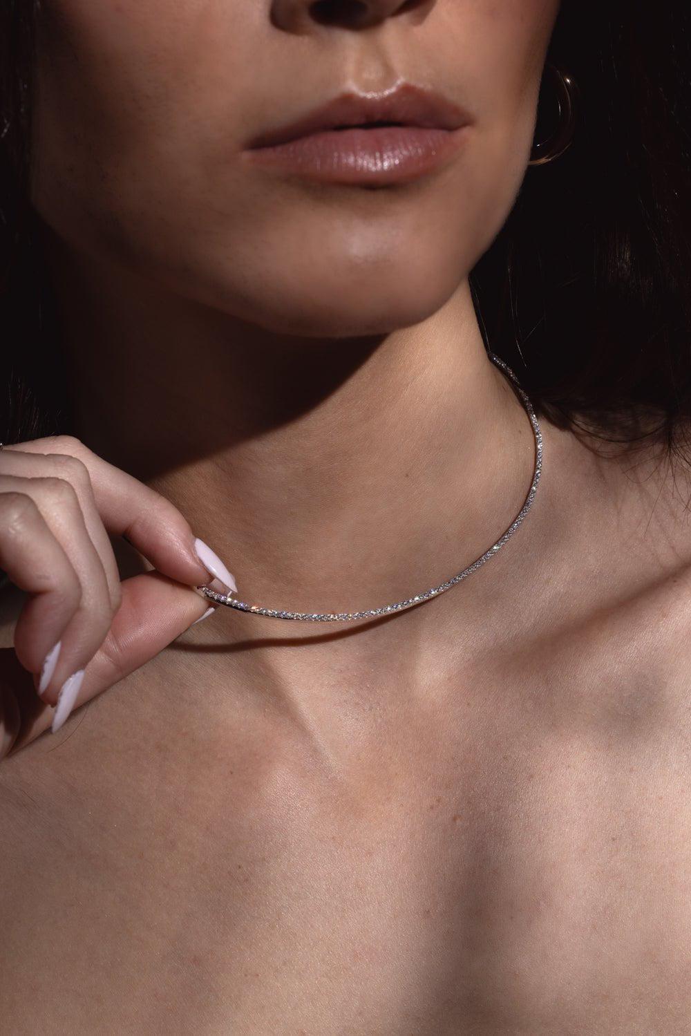 Full Diamond Necklace - 15in - Yellow Gold - Image 2