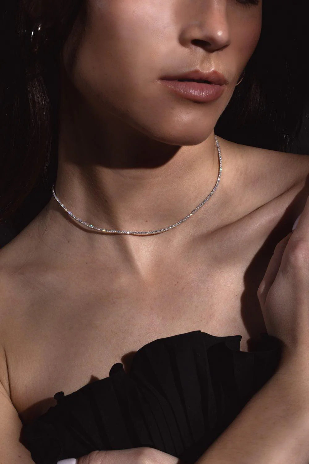 Full Diamond Necklace - 15in - Yellow Gold - Image 3