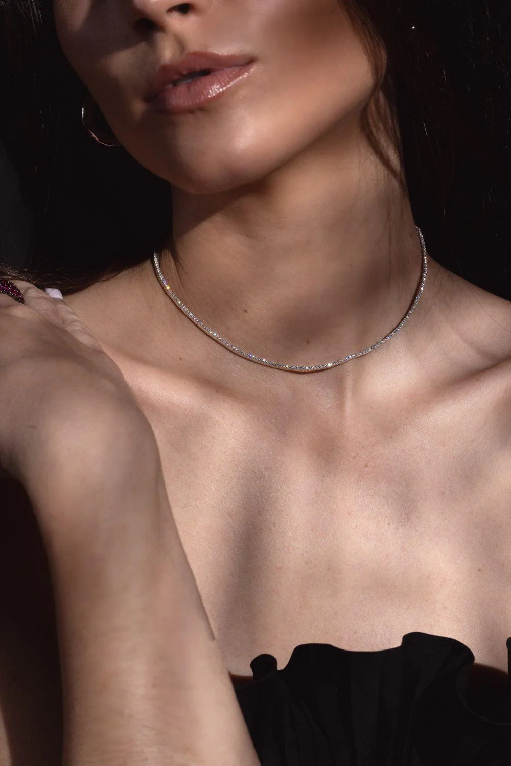 Full Diamond Necklace - 15in - Yellow Gold - Image 4