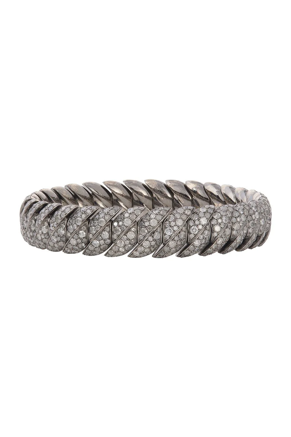 Grey Diamond Wave Bracelet - 17cm - White Gold