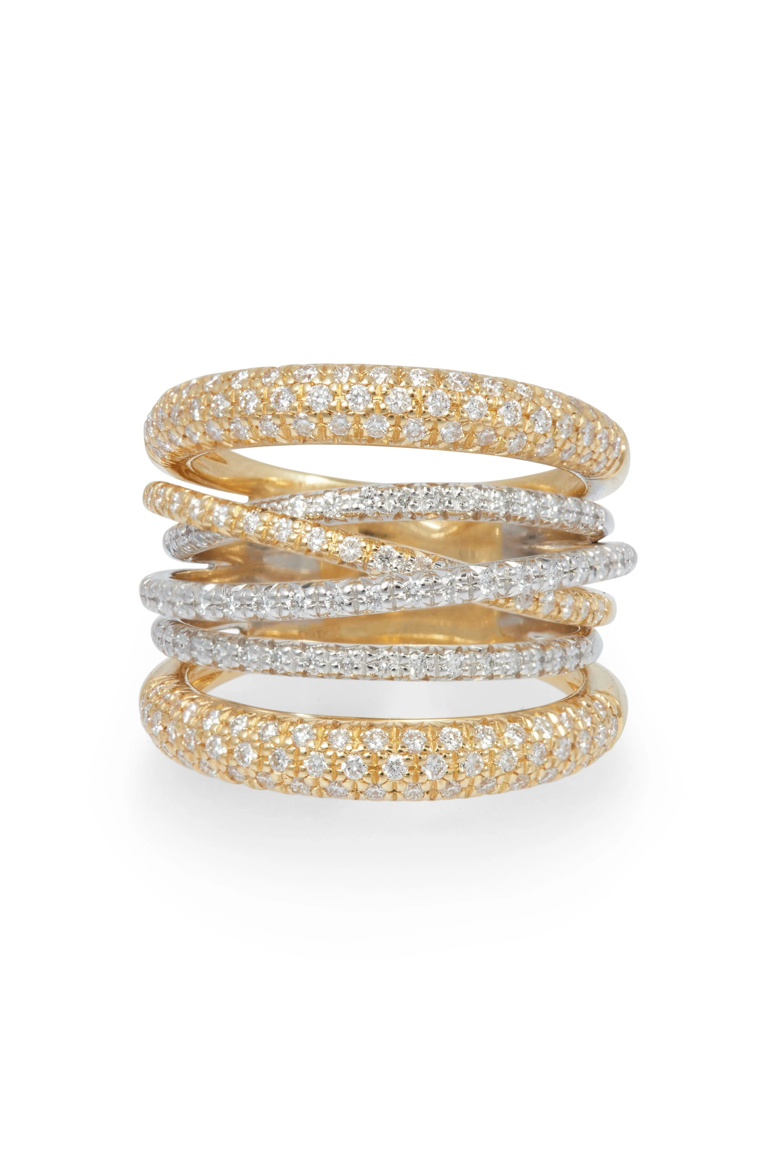 Mixed Metal Diamond Scribble Ring