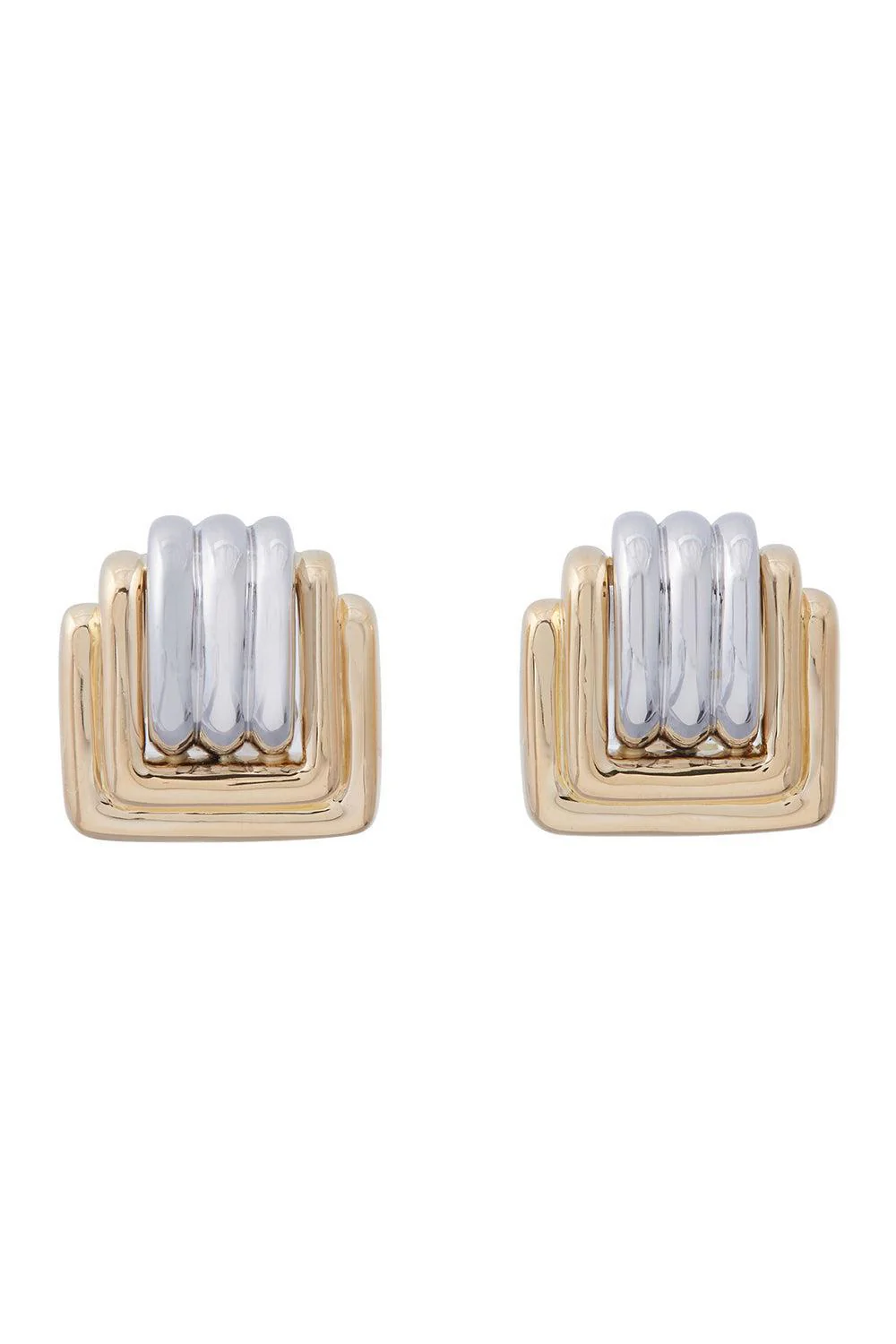 Mixed Metal Square Earrings