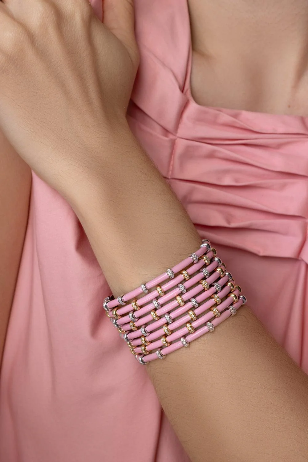 Pink Carly Bracelet - White Gold - Image 3