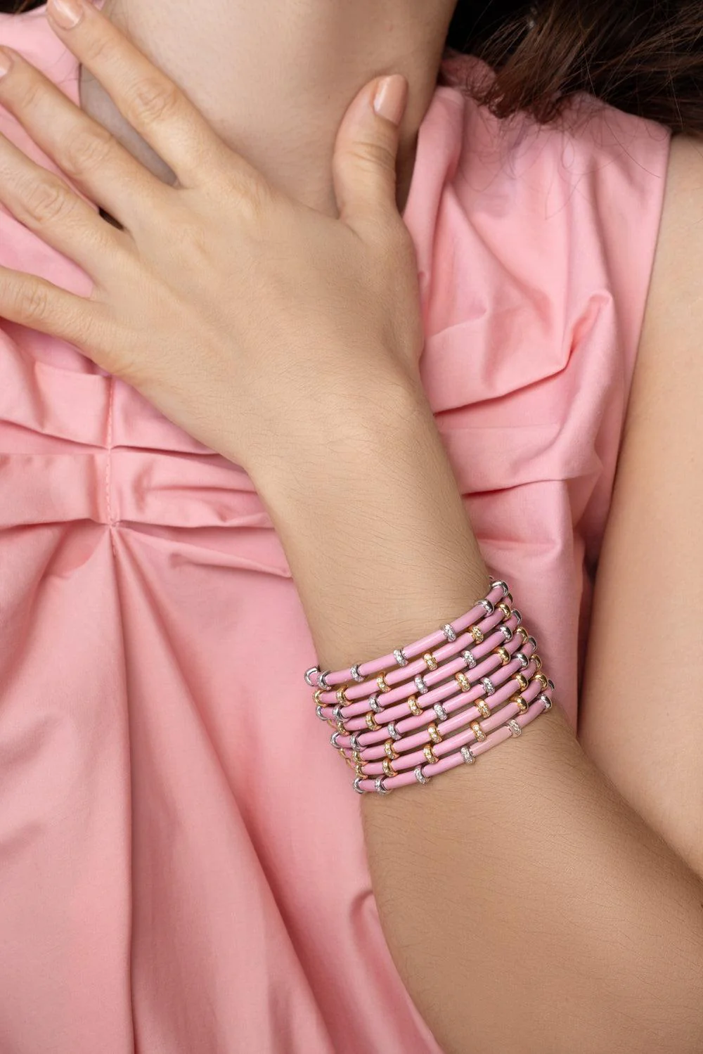 Pink Carly Bracelet - White Gold - Image 4