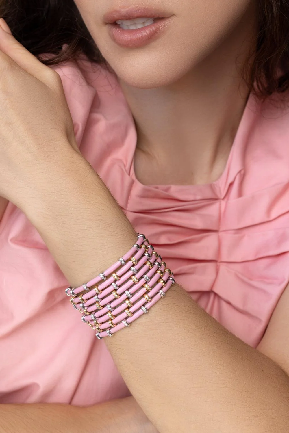 Pink Carly Bracelet - Yellow Gold - Image 2