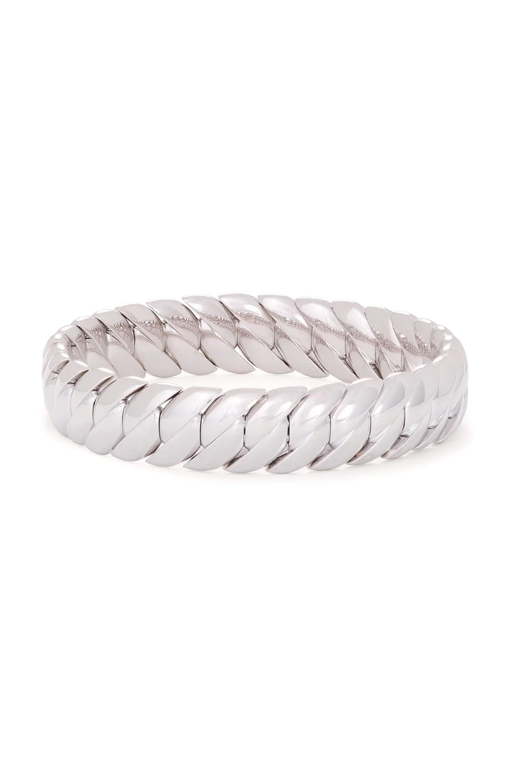 Skinny Wave Bracelet - 17cm - White Gold