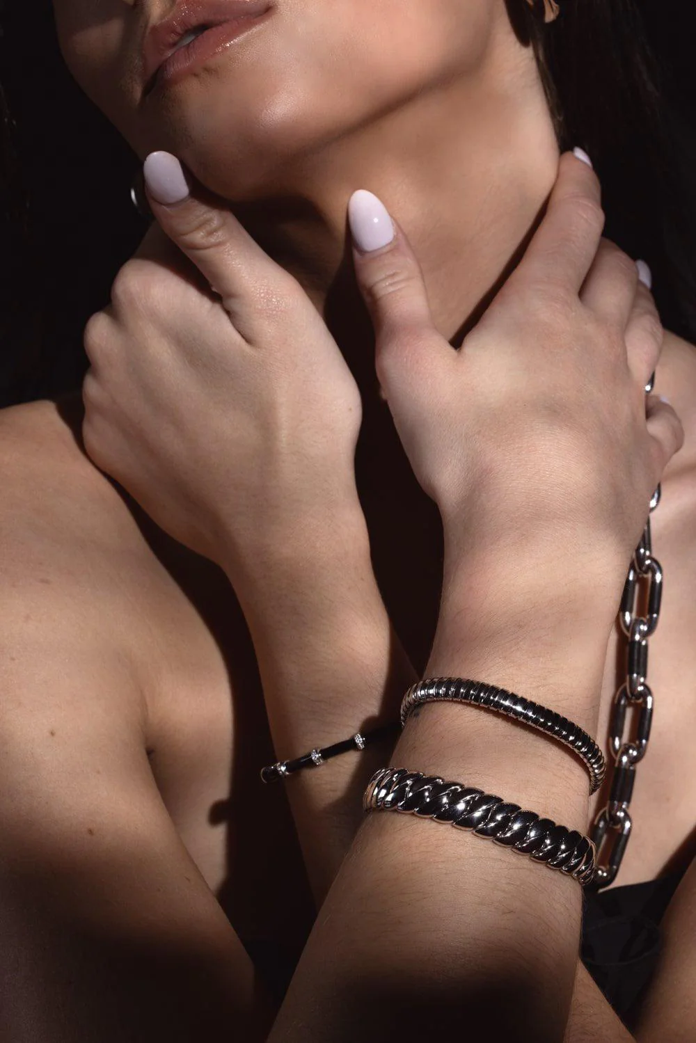 Skinny Wave Bracelet - 17cm - White Gold - Image 4