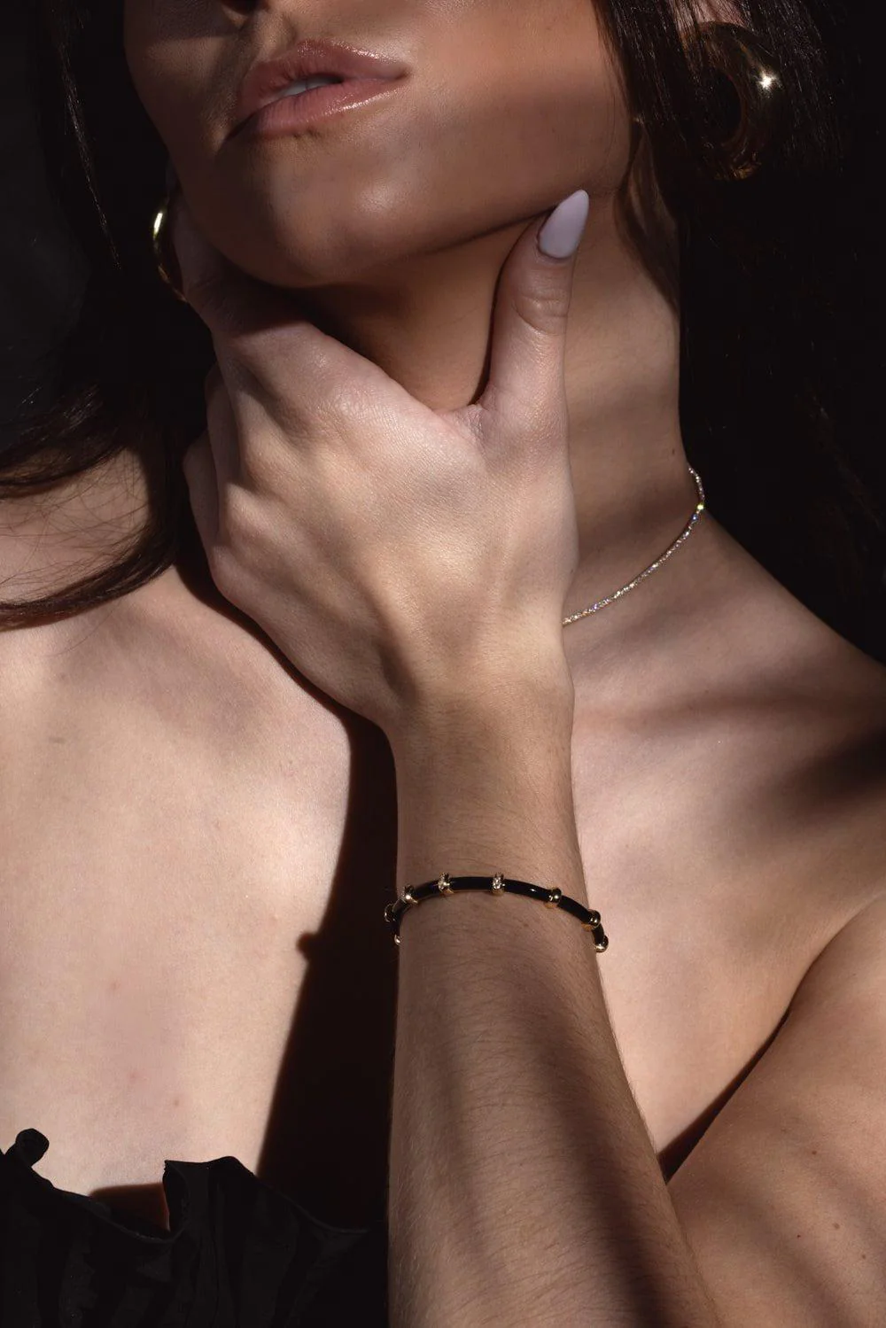 Small Carly Black Enamel Diamond Bracelet - Image 5