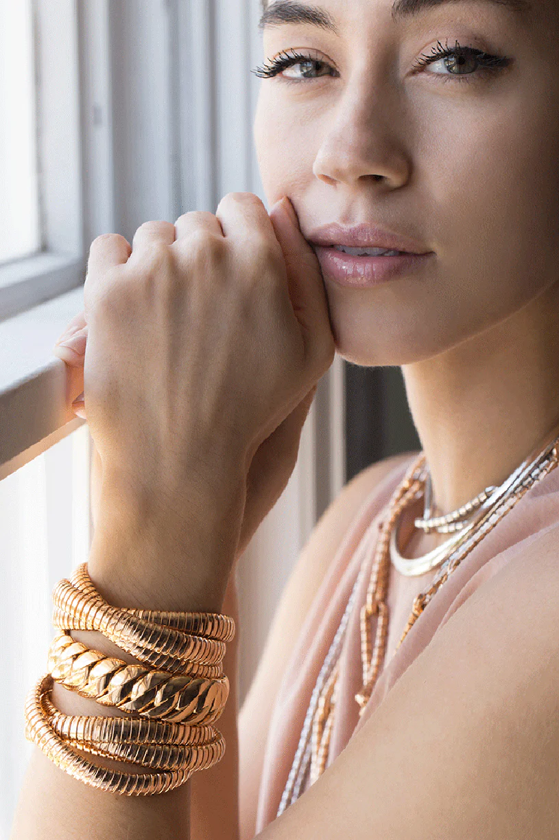 Three Band Rolling Bracelet - Rose Gold - 9mm - Image 2