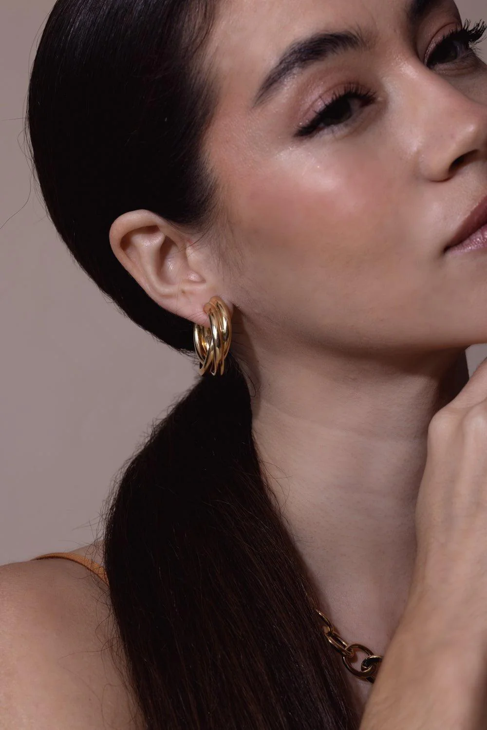 Triple Intertwined Hoop Earrings - Image 3