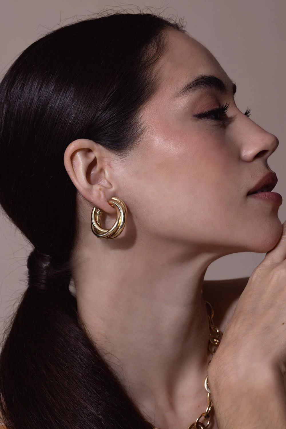 Triple Intertwined Hoop Earrings - Image 4
