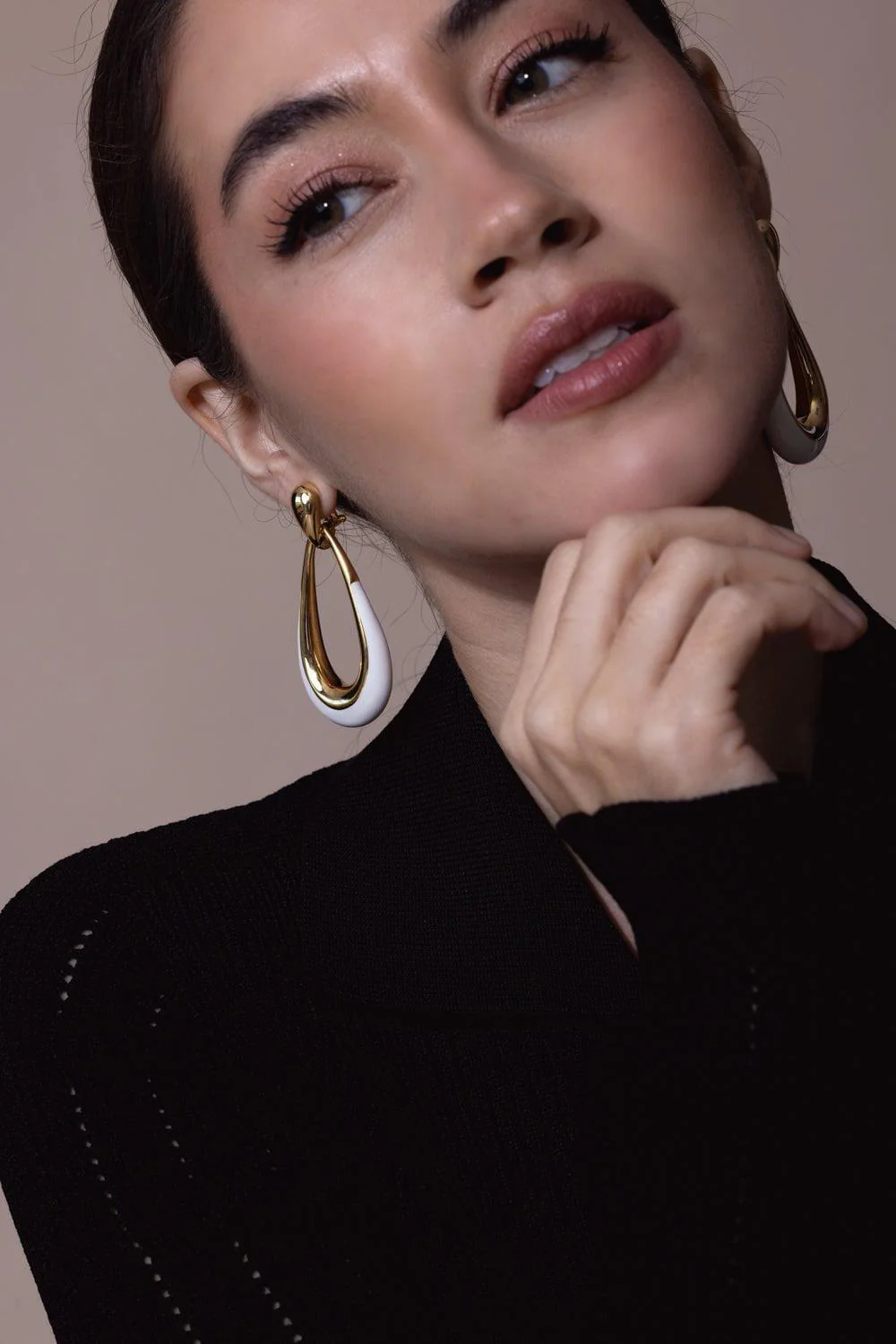 White Door Knocker Earrings - Image 2