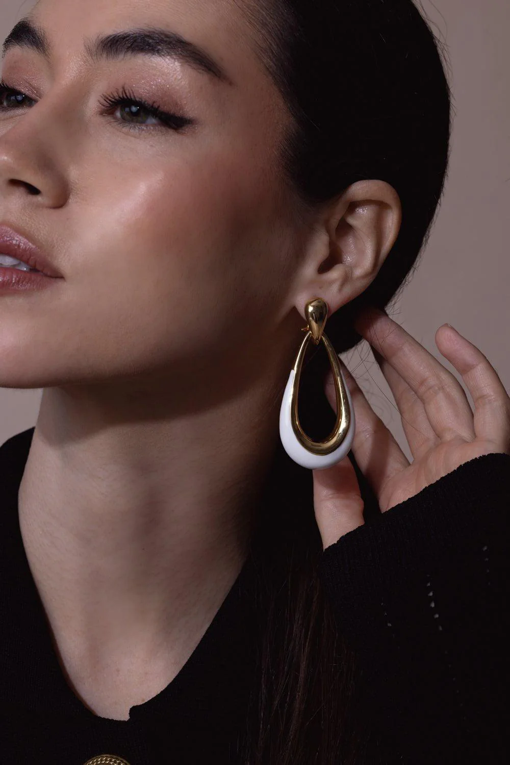 White Door Knocker Earrings - Image 4