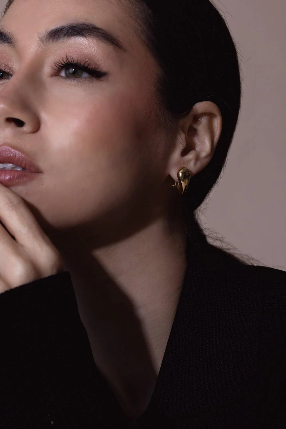 White Door Knocker Earrings - Image 3