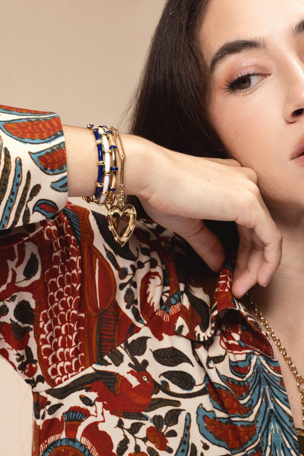 White Enamel Bar Carly Bracelet - Image 3