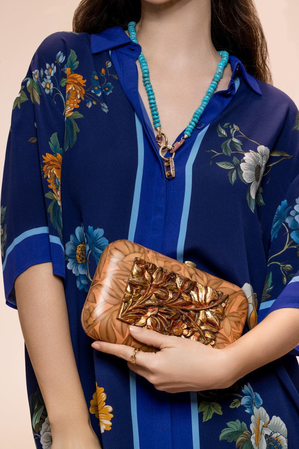 Agate Burnished Wood Plaque Clutch - Image 3
