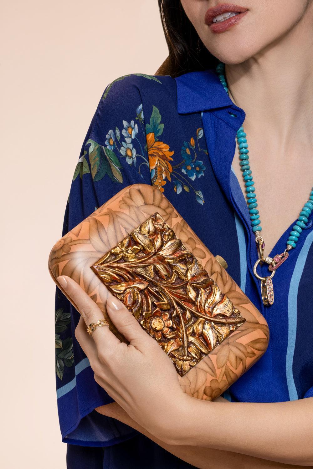 Agate Burnished Wood Plaque Clutch - Image 4