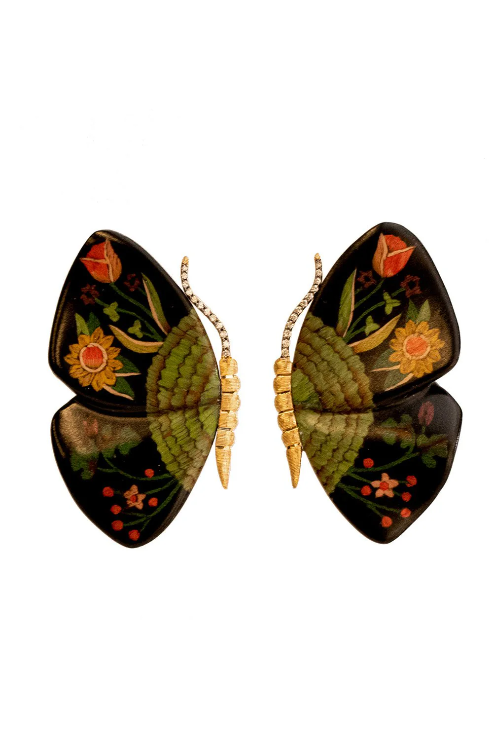 Black Marquetry Butterfly Earrings