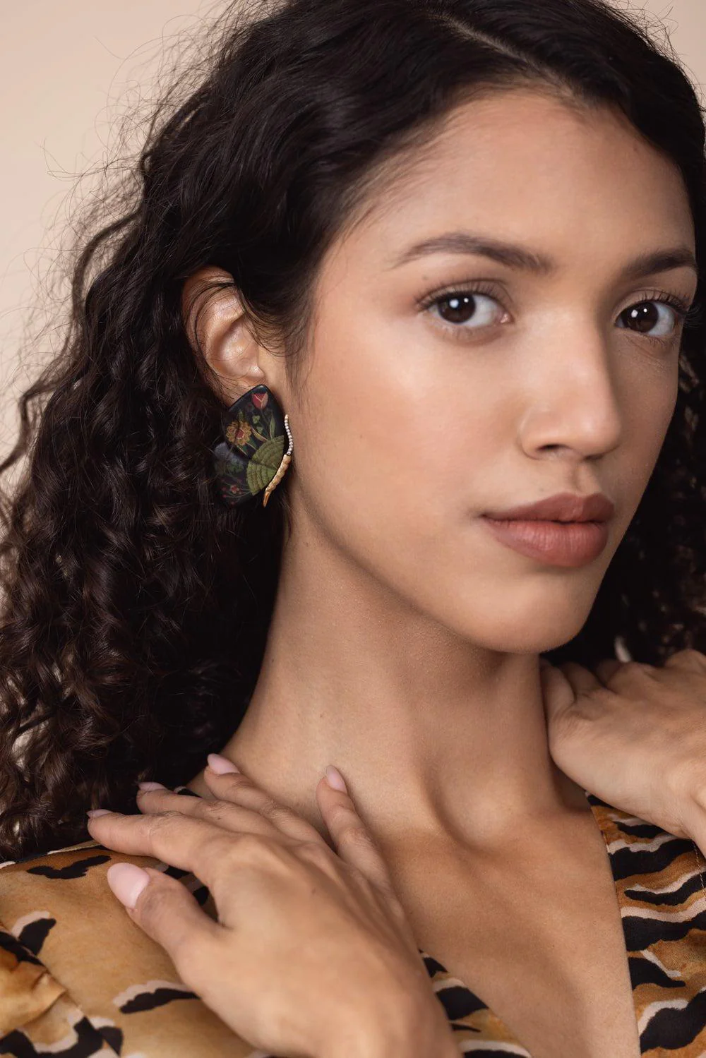 Black Marquetry Butterfly Earrings - Image 4