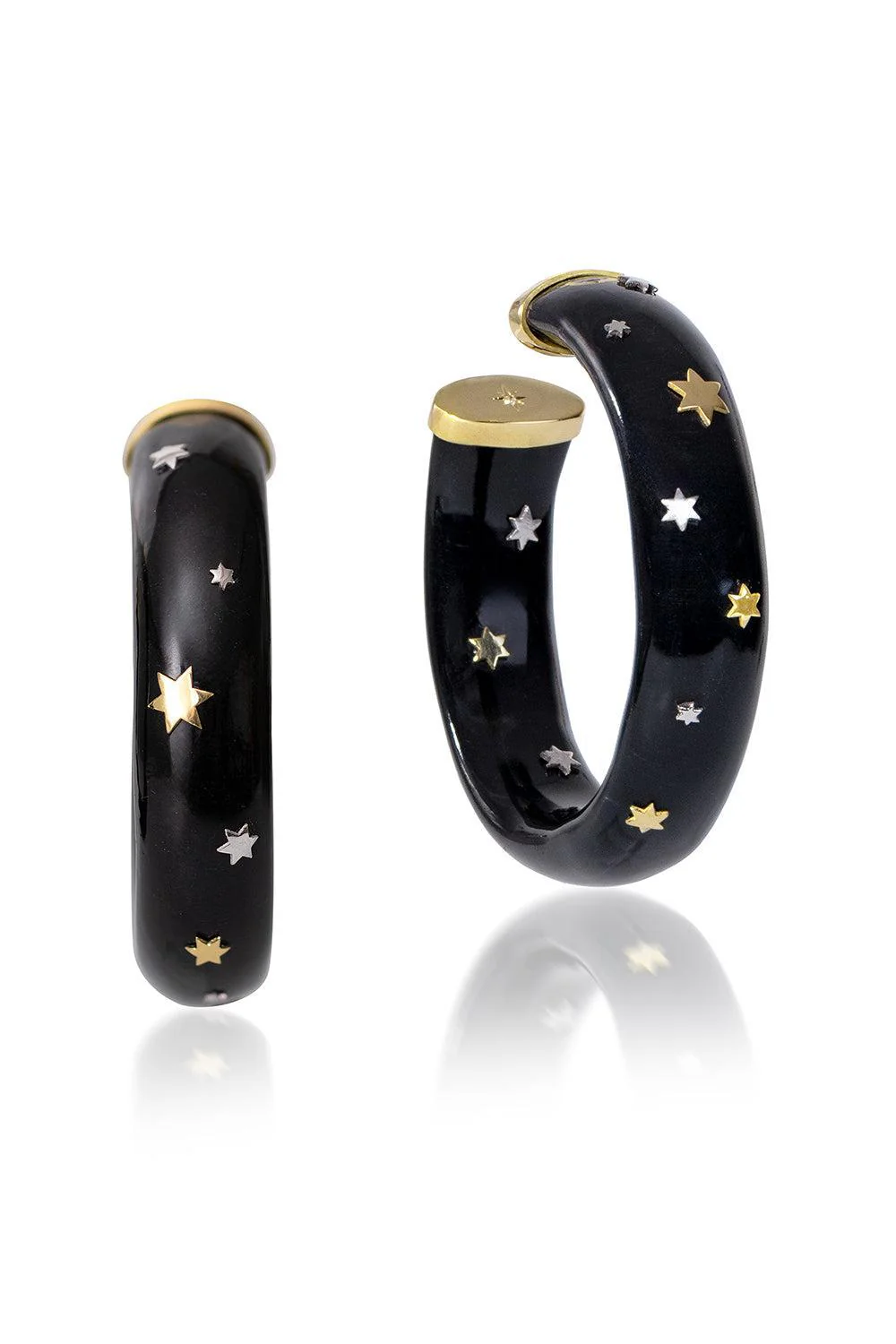 Black Marquetry Star Earrings