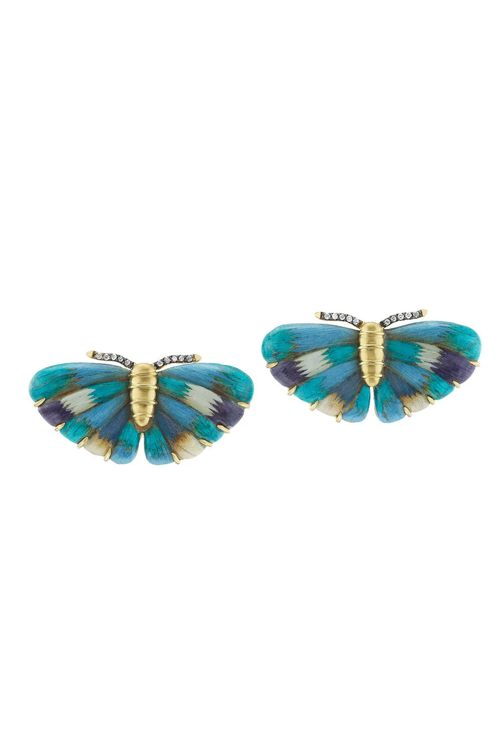 Blue Marquetry Butterfly Earrings