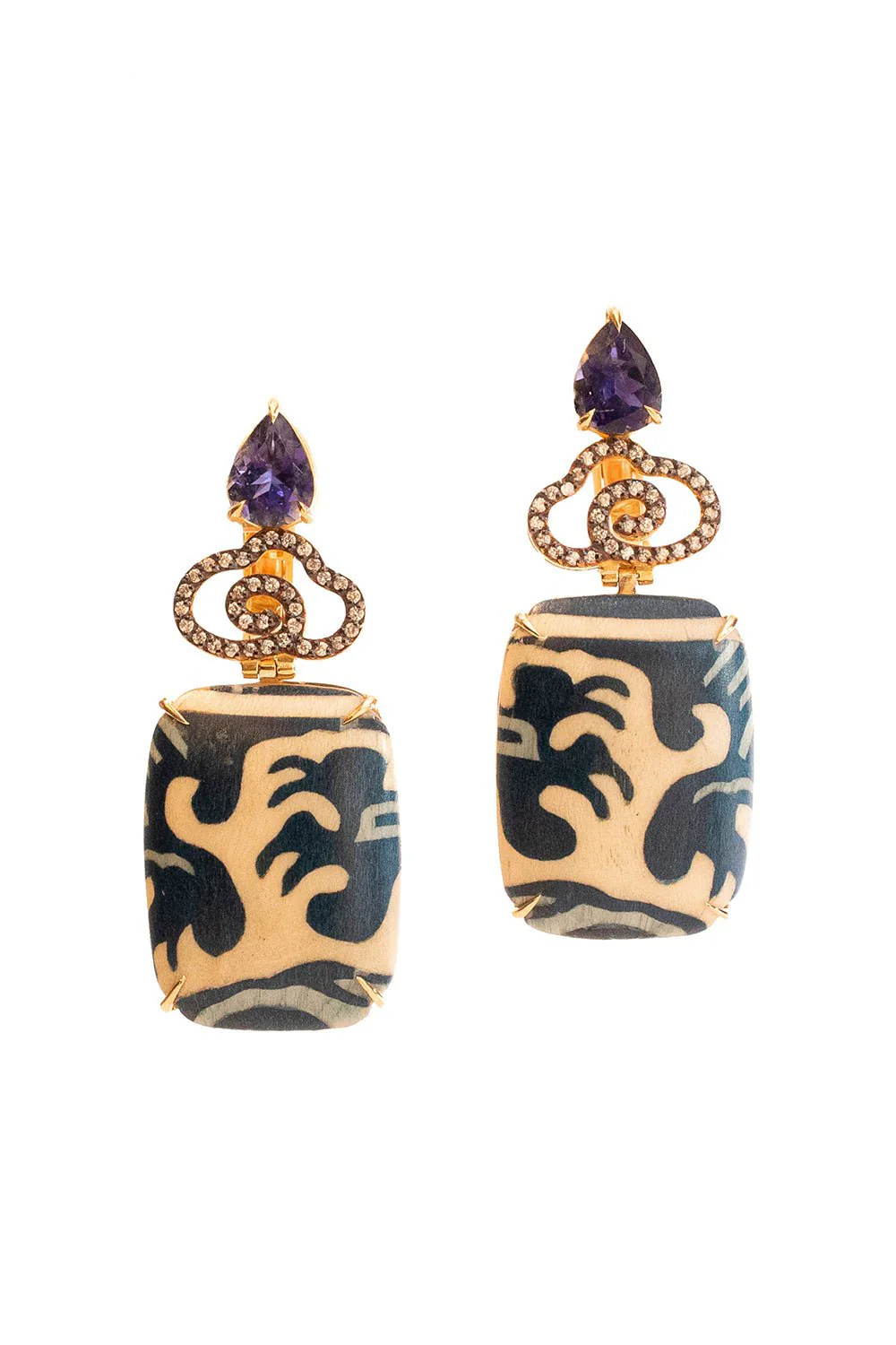 Blue Marquetry Lolite Earings