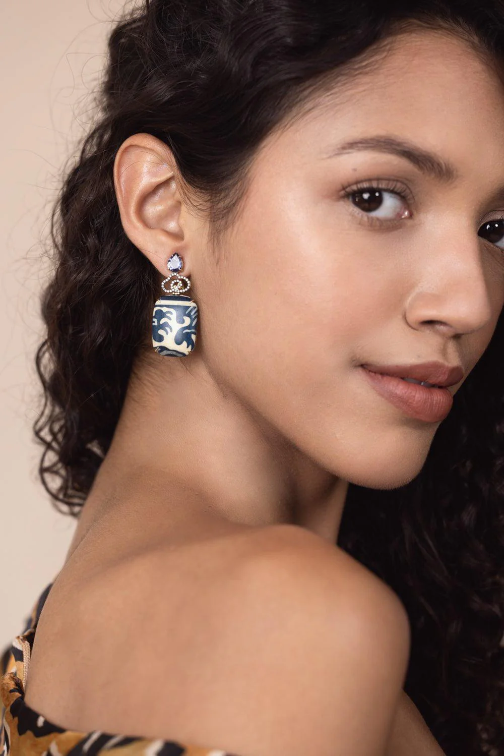Blue Marquetry Lolite Earings - Image 3