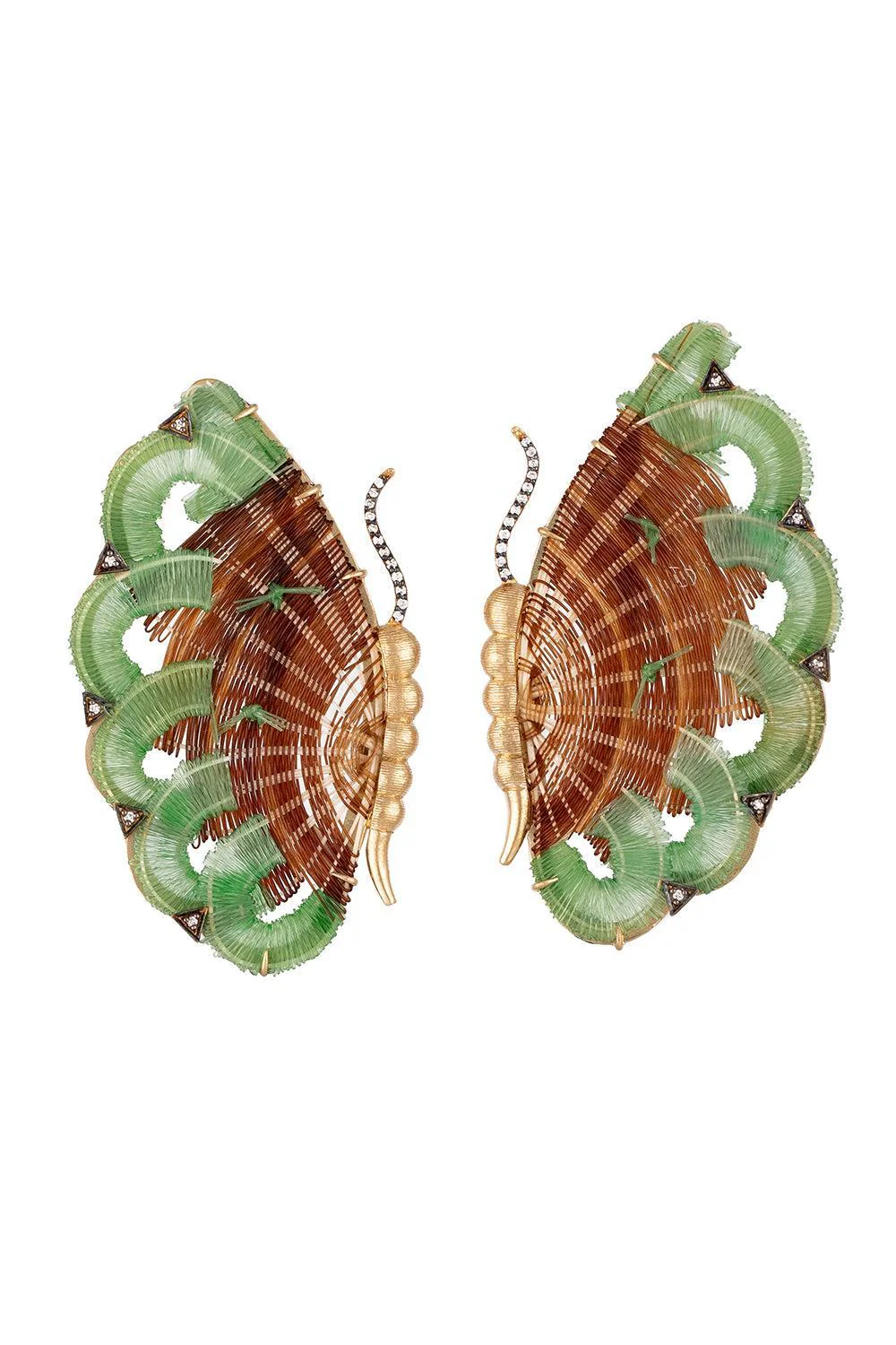 Butterfly Brown Green Horsehair Earrings
