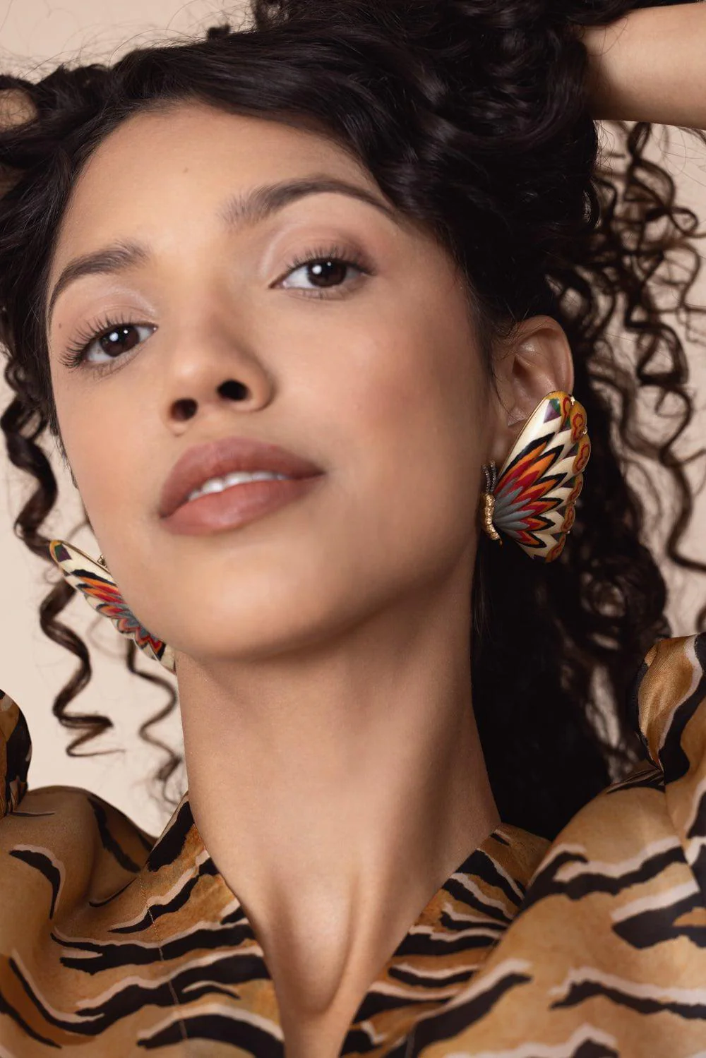 Colorful Marquetry Butterfly Earrings - Image 2