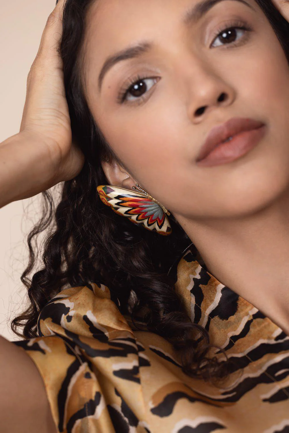 Colorful Marquetry Butterfly Earrings - Image 3