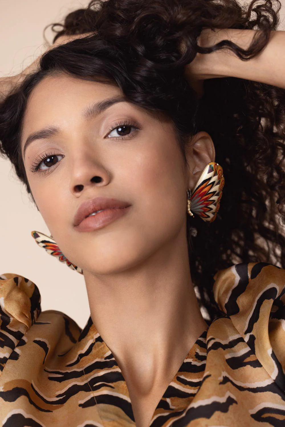 Colorful Marquetry Butterfly Earrings - Image 4