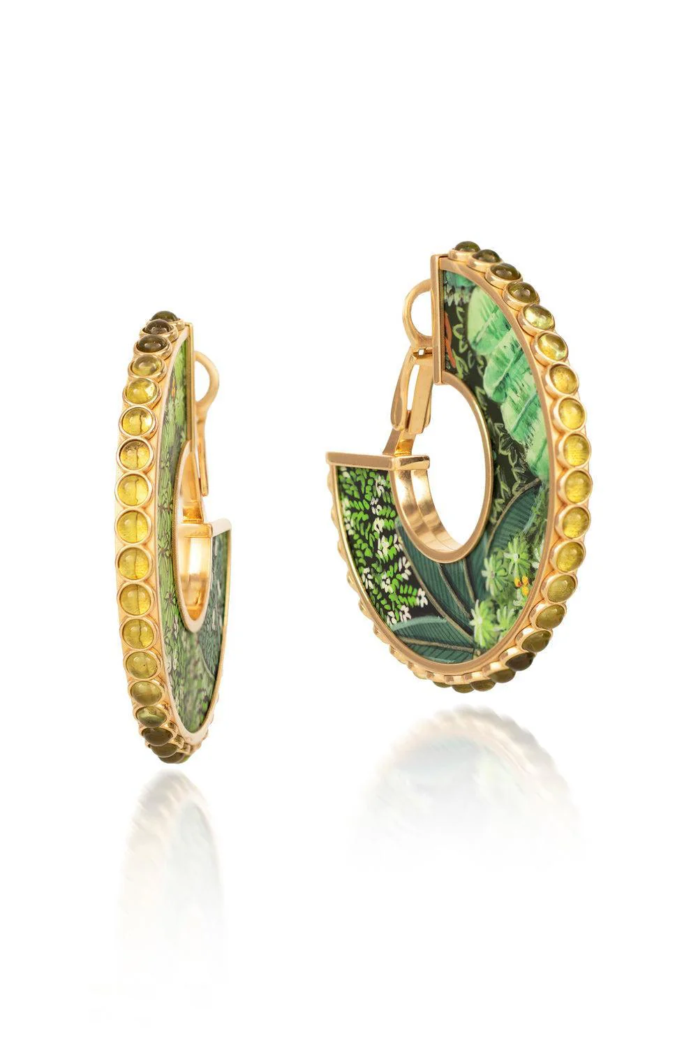 Diamond Double Miniature Painting Hoop Earrings
