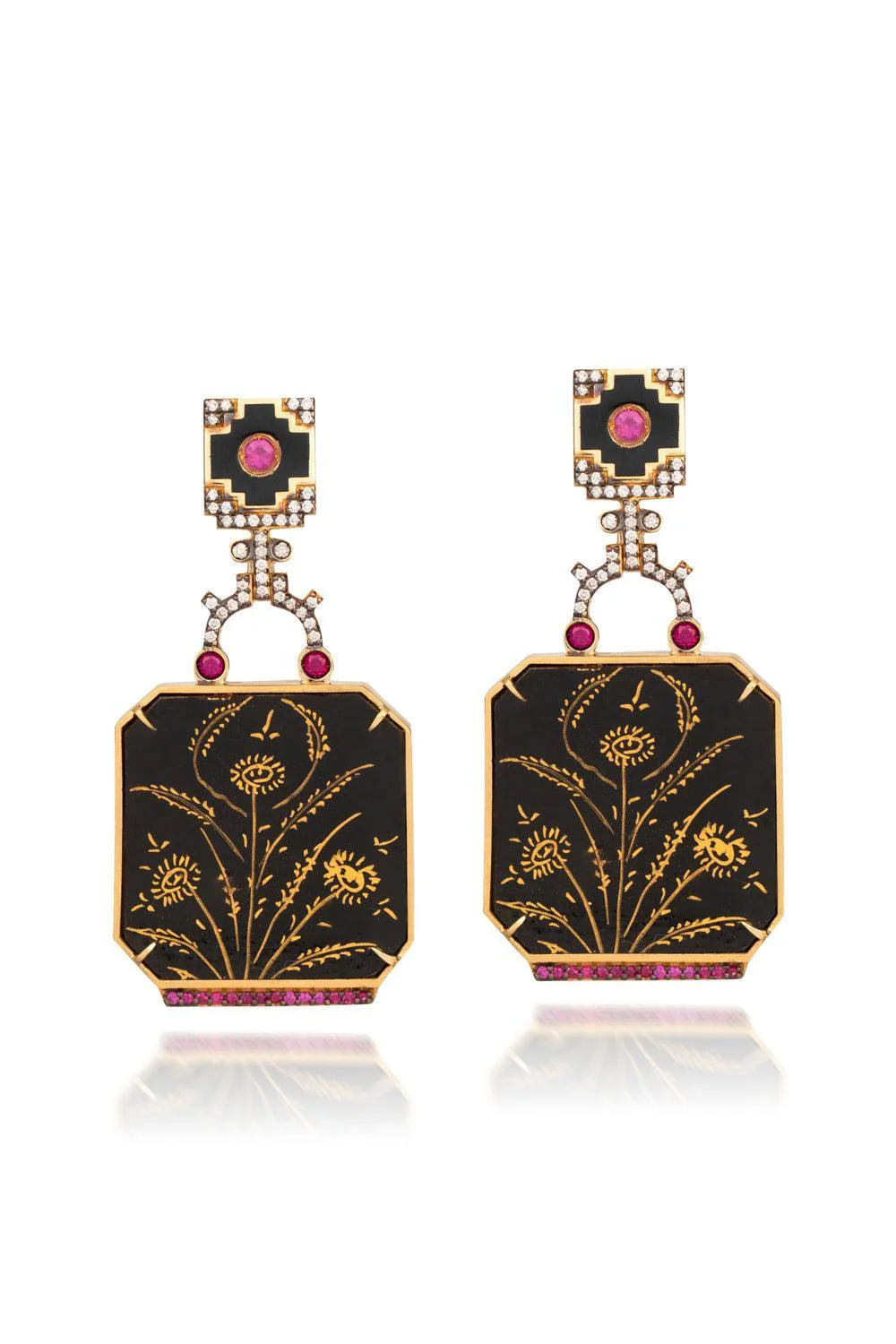 Diamond Ruby Papel Marche Earrings