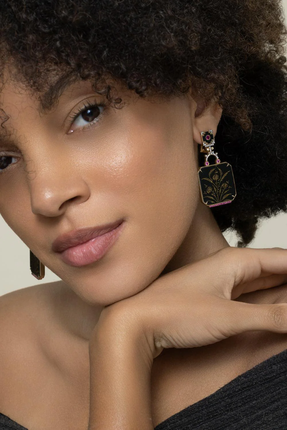 Diamond Ruby Papel Marche Earrings - Image 3