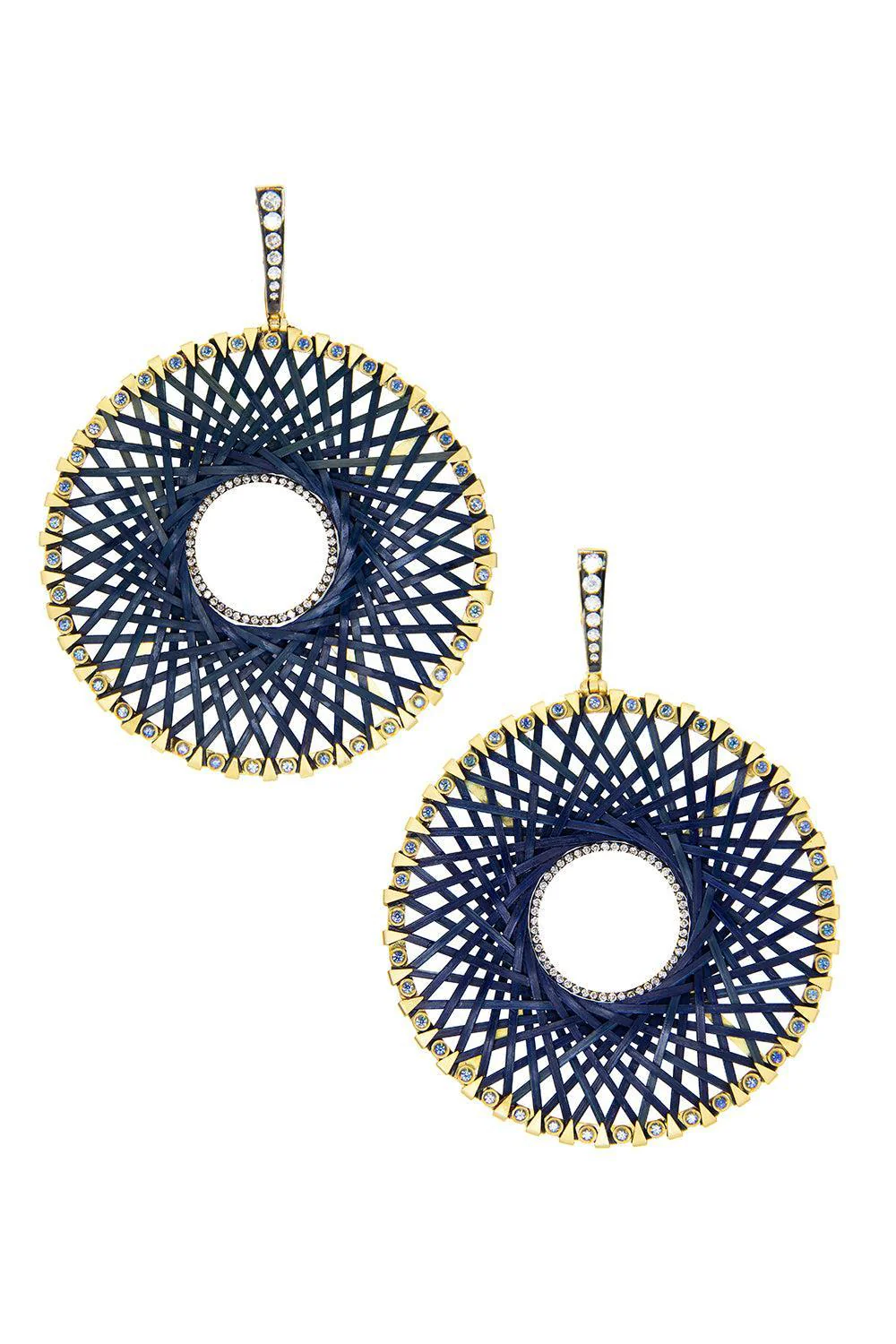 Diamond Sapphire Bamboo Earrings