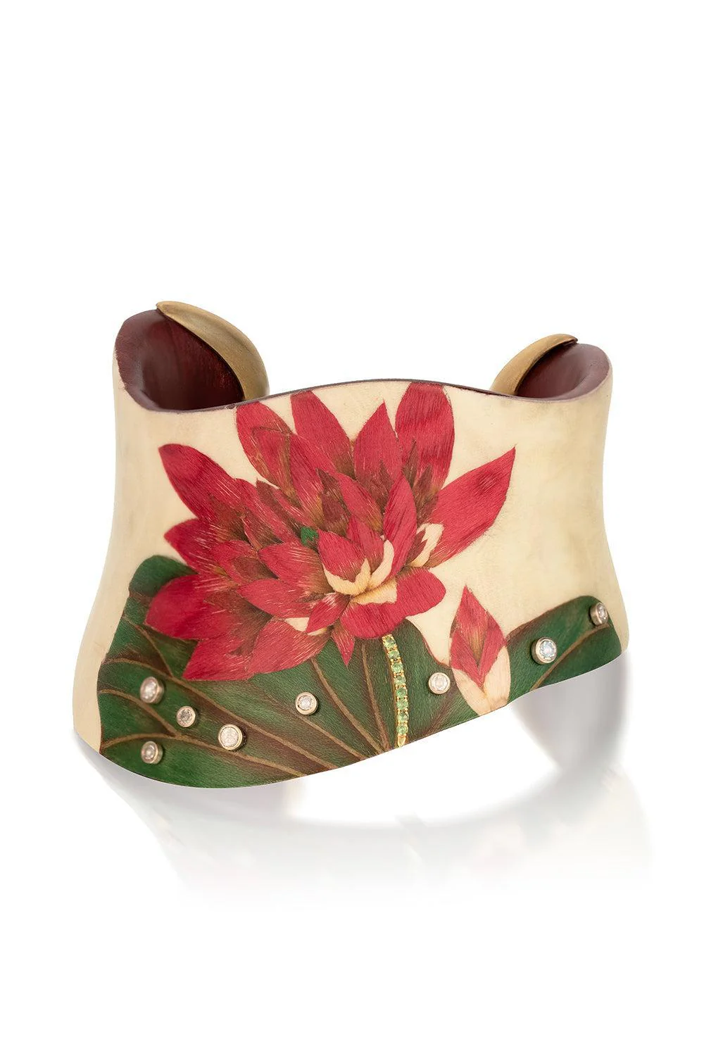 Diamond Tsavorite Asymetrical Floral Cuff Bracelet