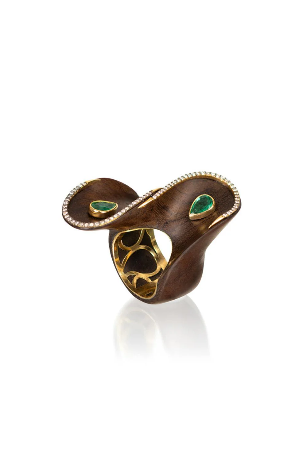 Diamond Twisted Brauna Wood Ring